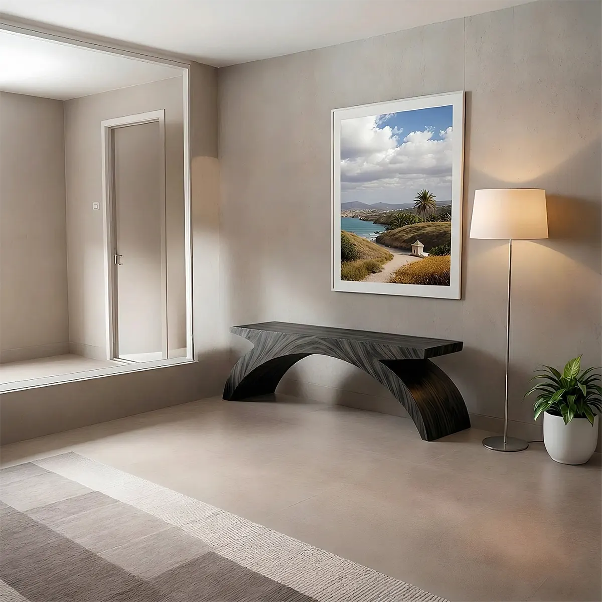 Arched Sculptural Bench in Natural Solid Wood – Wide Arc Edition - Rustirawood