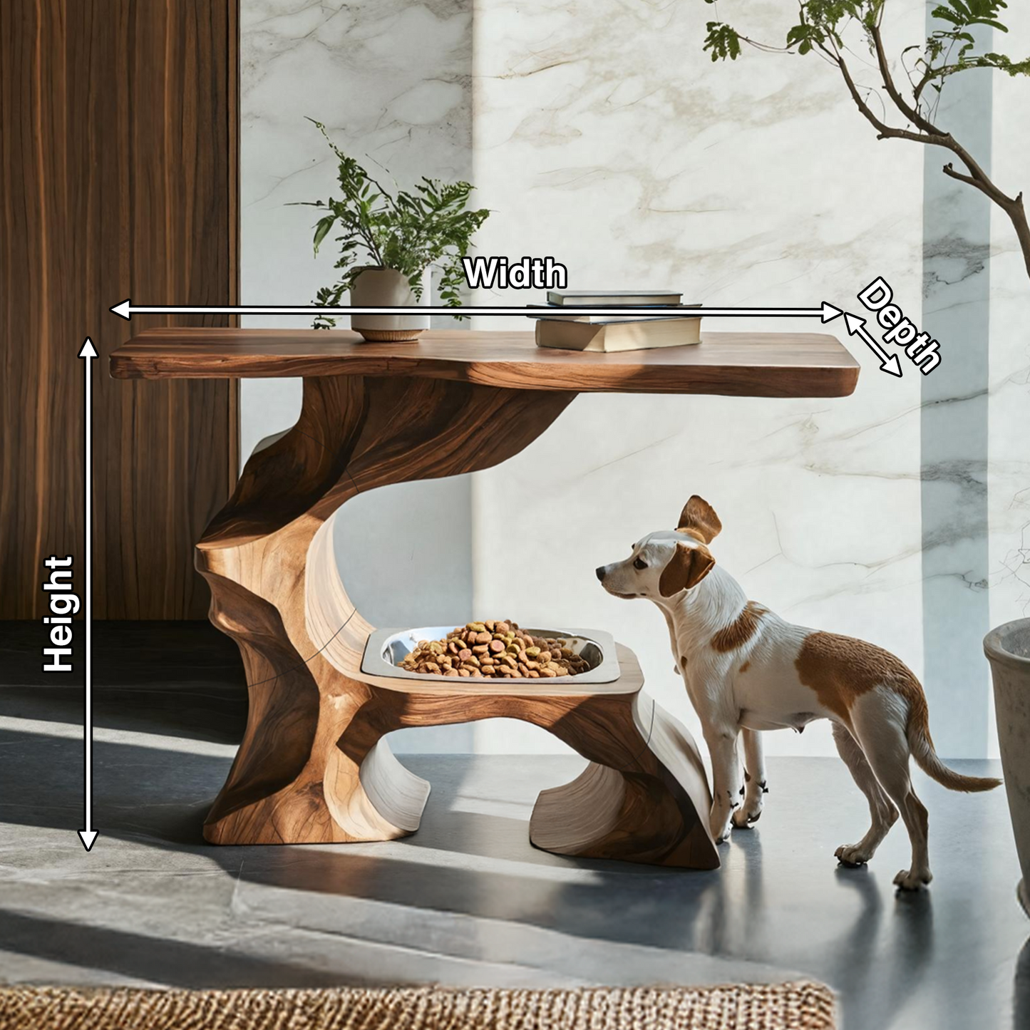 Farmhouse Style Wooden Dog Bowl For Pet Feeding