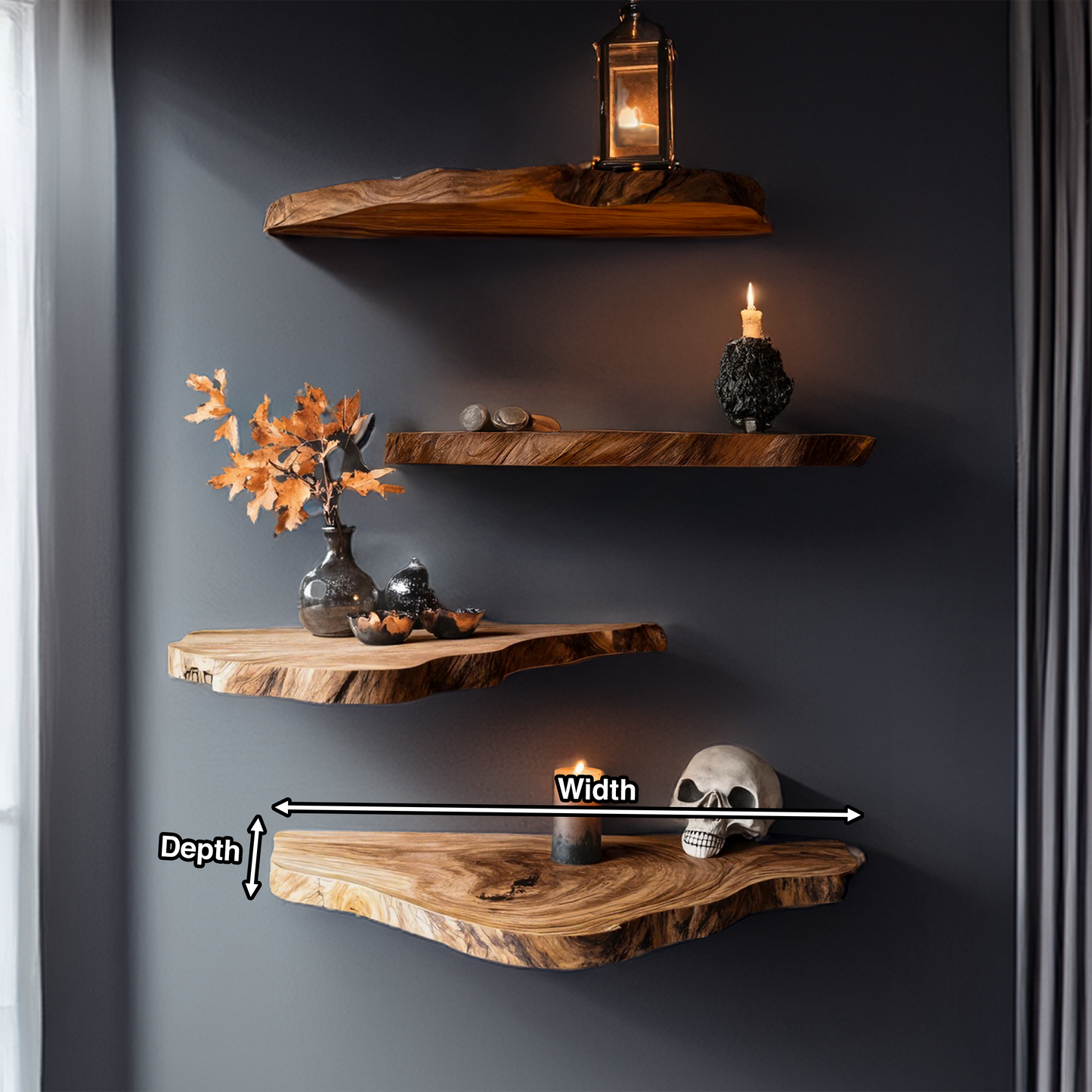 Farmhouse Wooden Floating Shelf For Furniture Decor Country Halloween Style