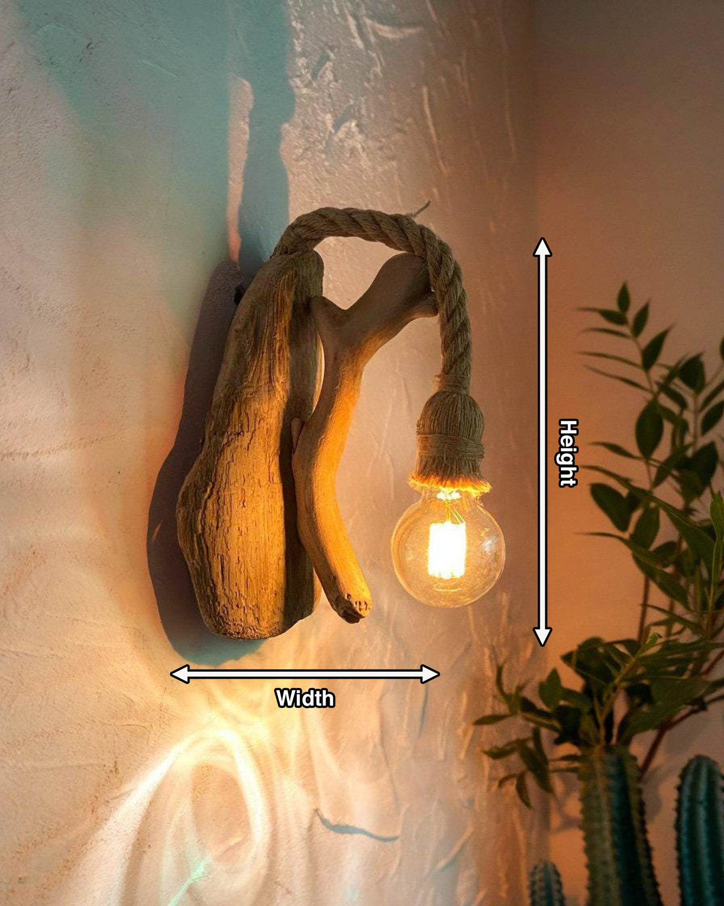 Rustic Wall Light Featuring Driftwood For Living Room