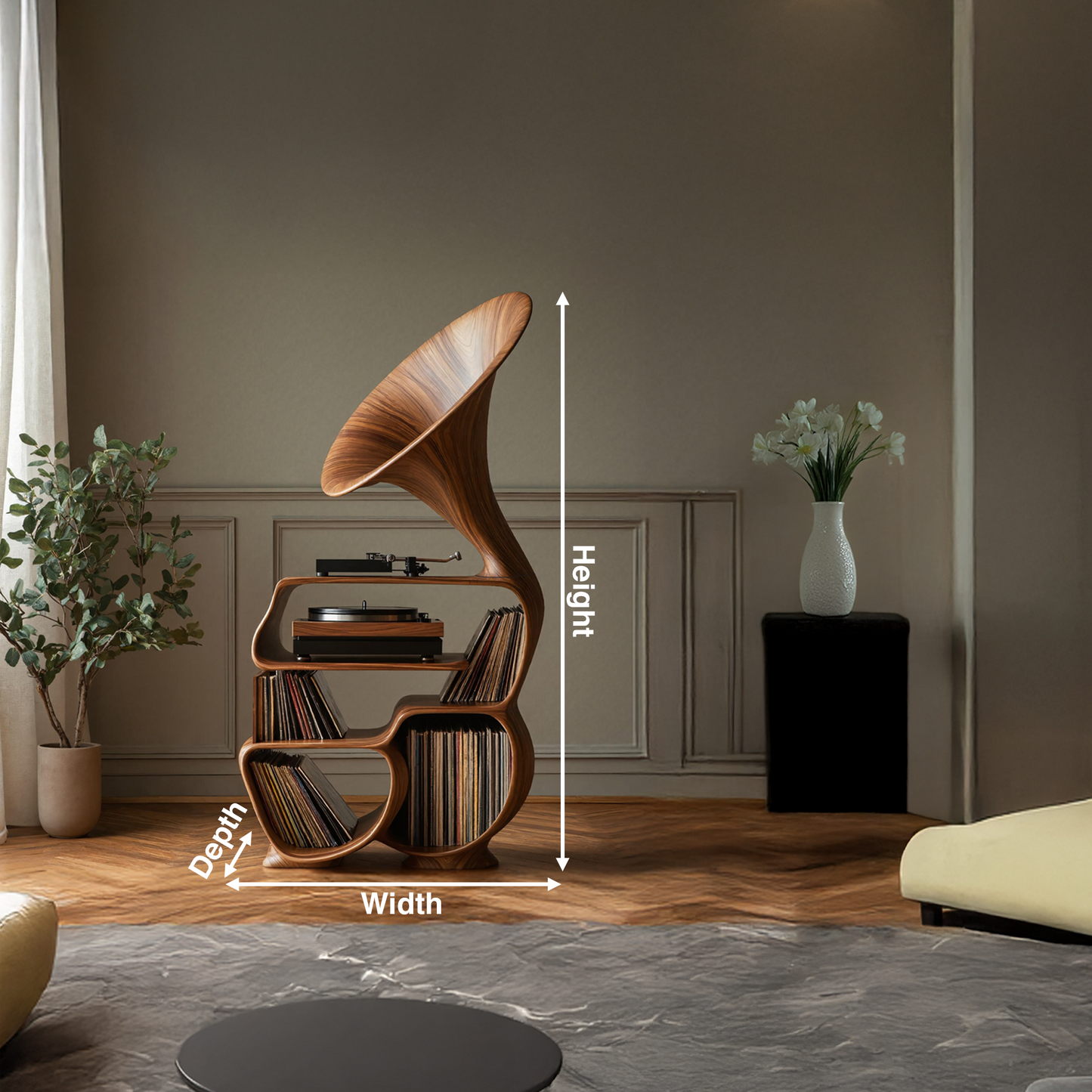 Mid Century Record Player Stand For Bedroom Decor