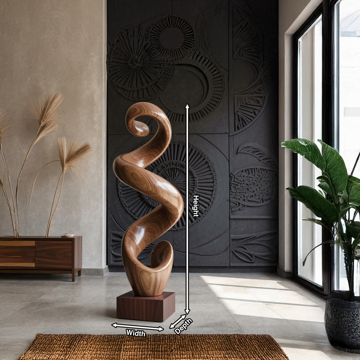 Rustic Large Twisted Spiral Floor Art For Office Decor