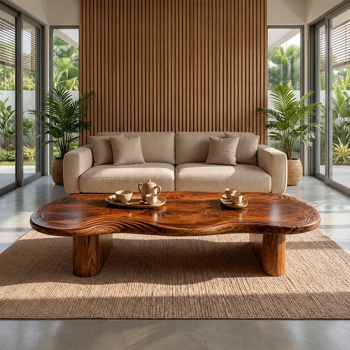 Organic Live Edge Coffee Table – Natural Wood Center Table for Modern Living Room