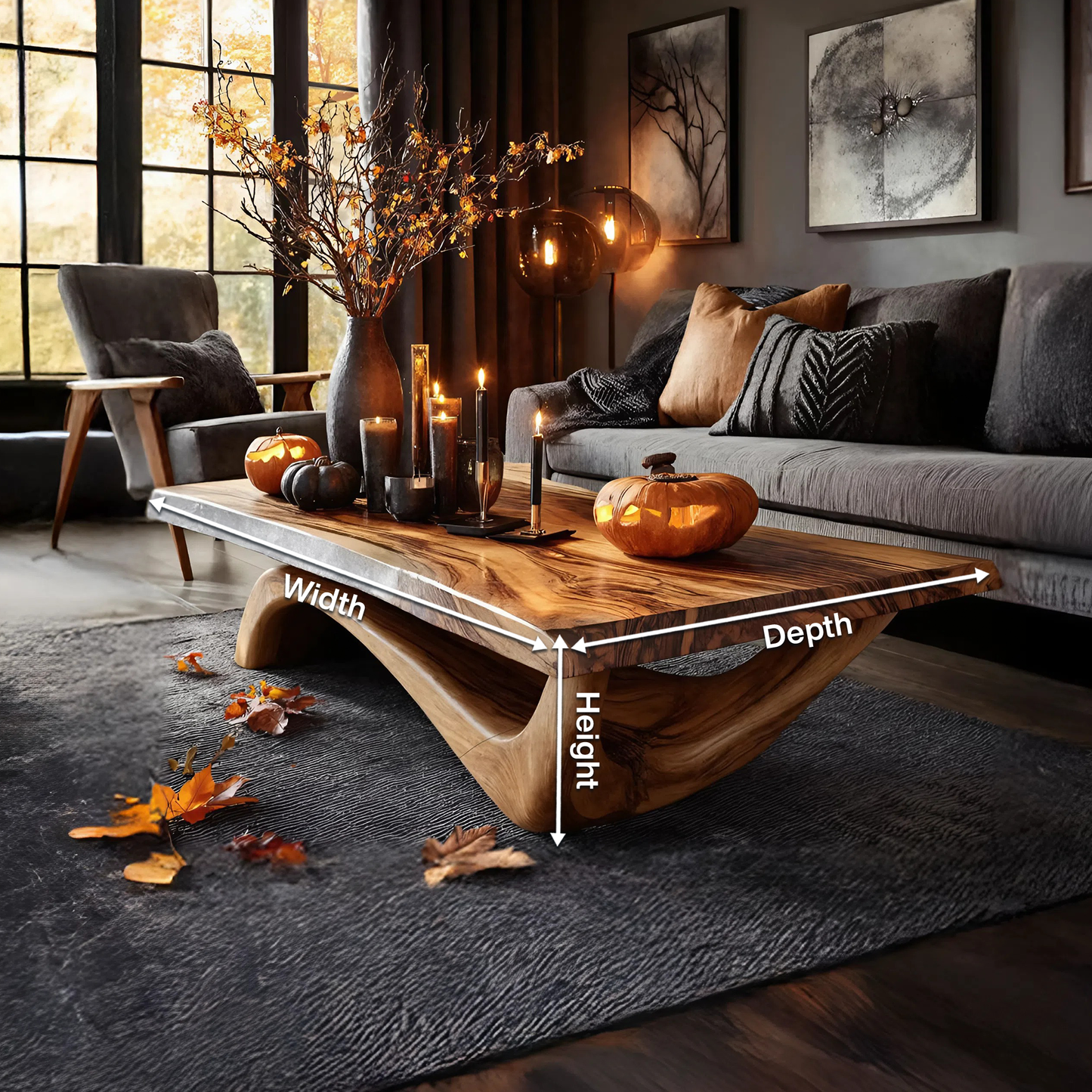 Modern Solid Wood Coffee Table Livingroom Decor Spooky Haunted Style