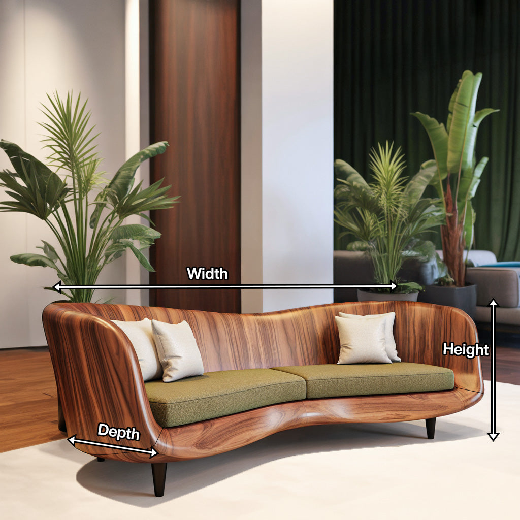 Curved Wooden Sofa For Modern Organic Living Room