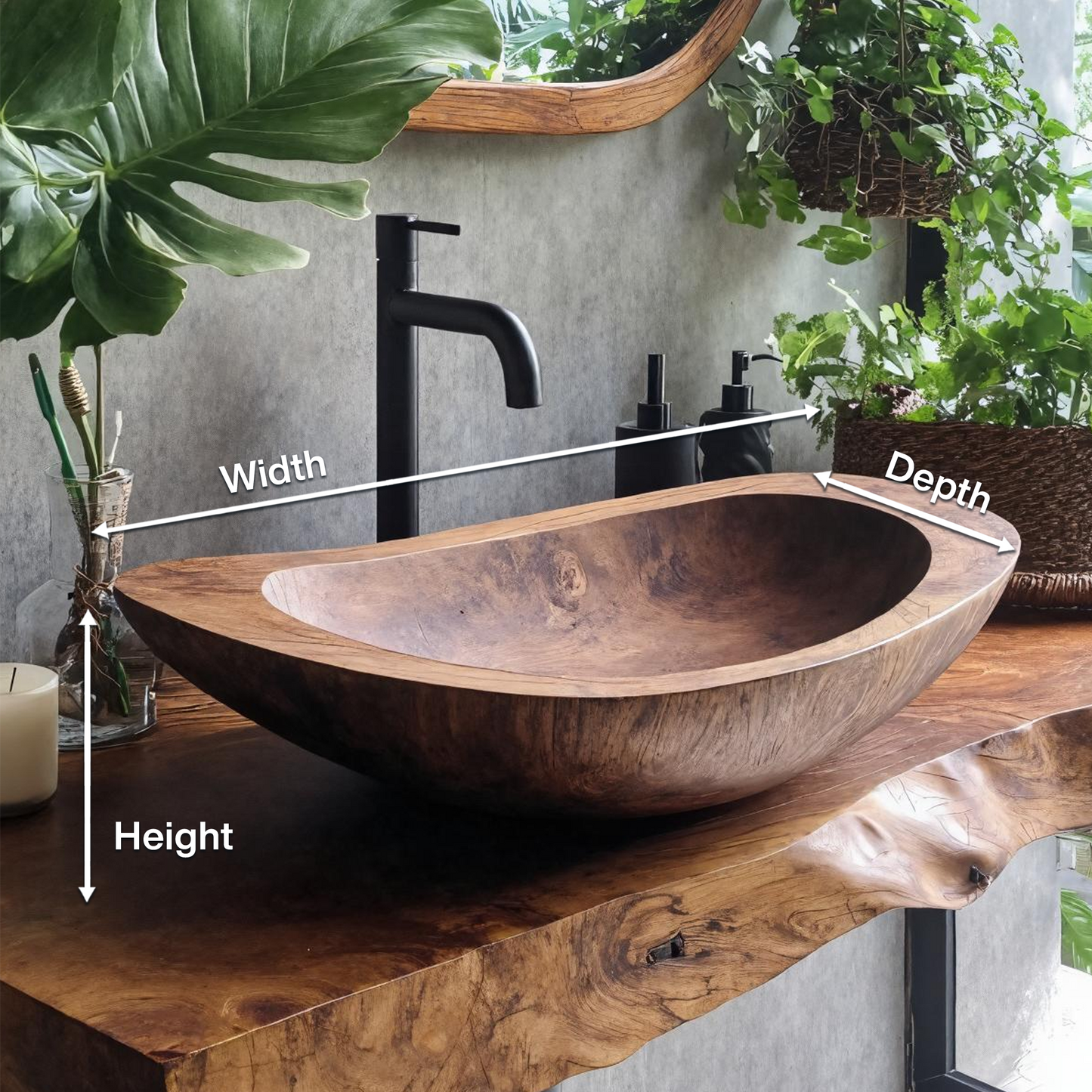 Solid Wood Sink For Bathroom Vanity Rustic Farmhouse Style