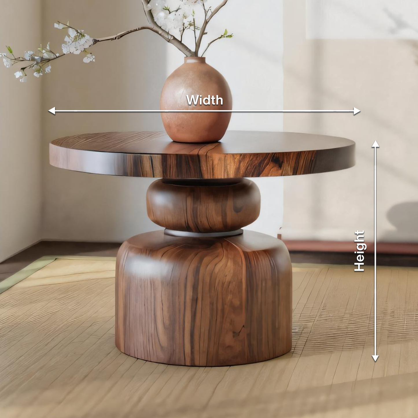 Zen Sculptural Side Table Japandi Accent For Entryway And Tea Room