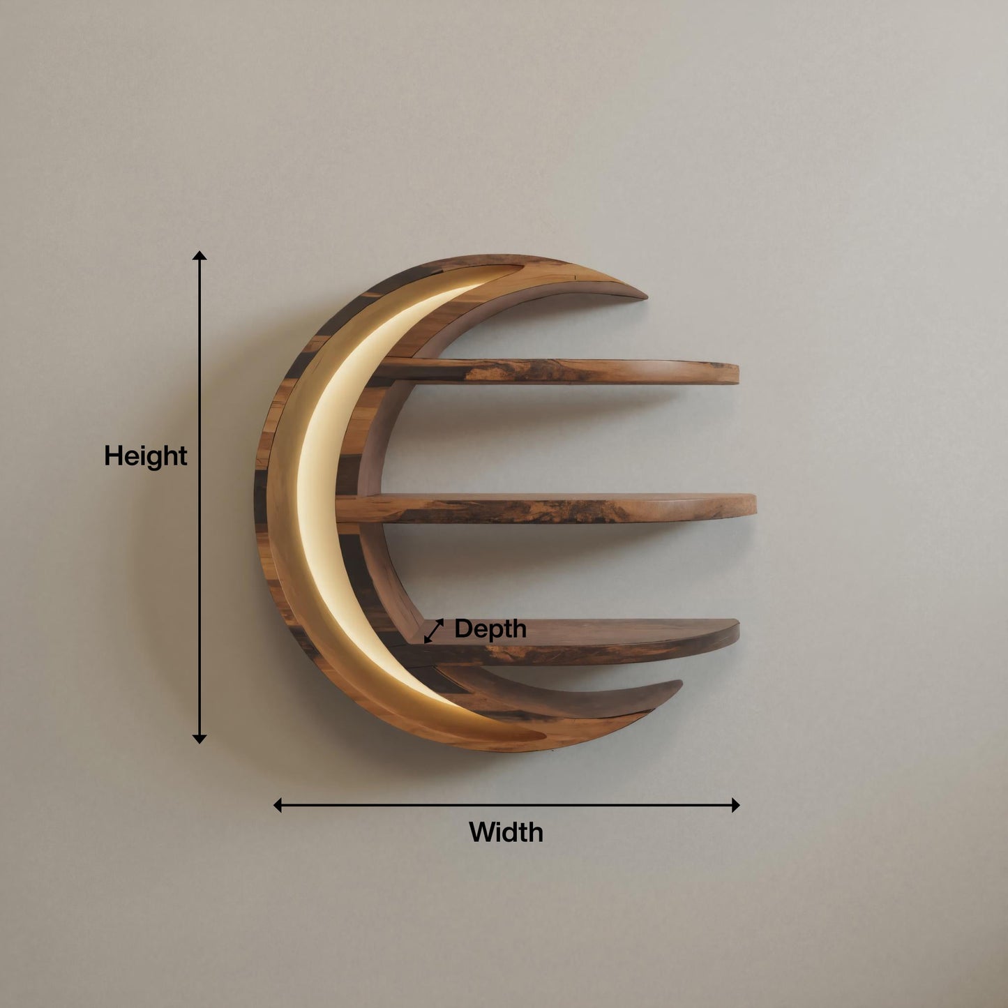 Modern Moon Shelf Crescent Wall Display For Bedroom And Nursery