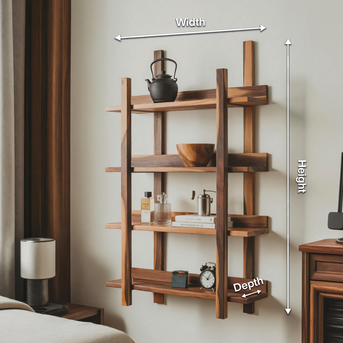 Modern Wall Mounted Shelf Minimalist Floating Book Rack For Bedroom And Living Room