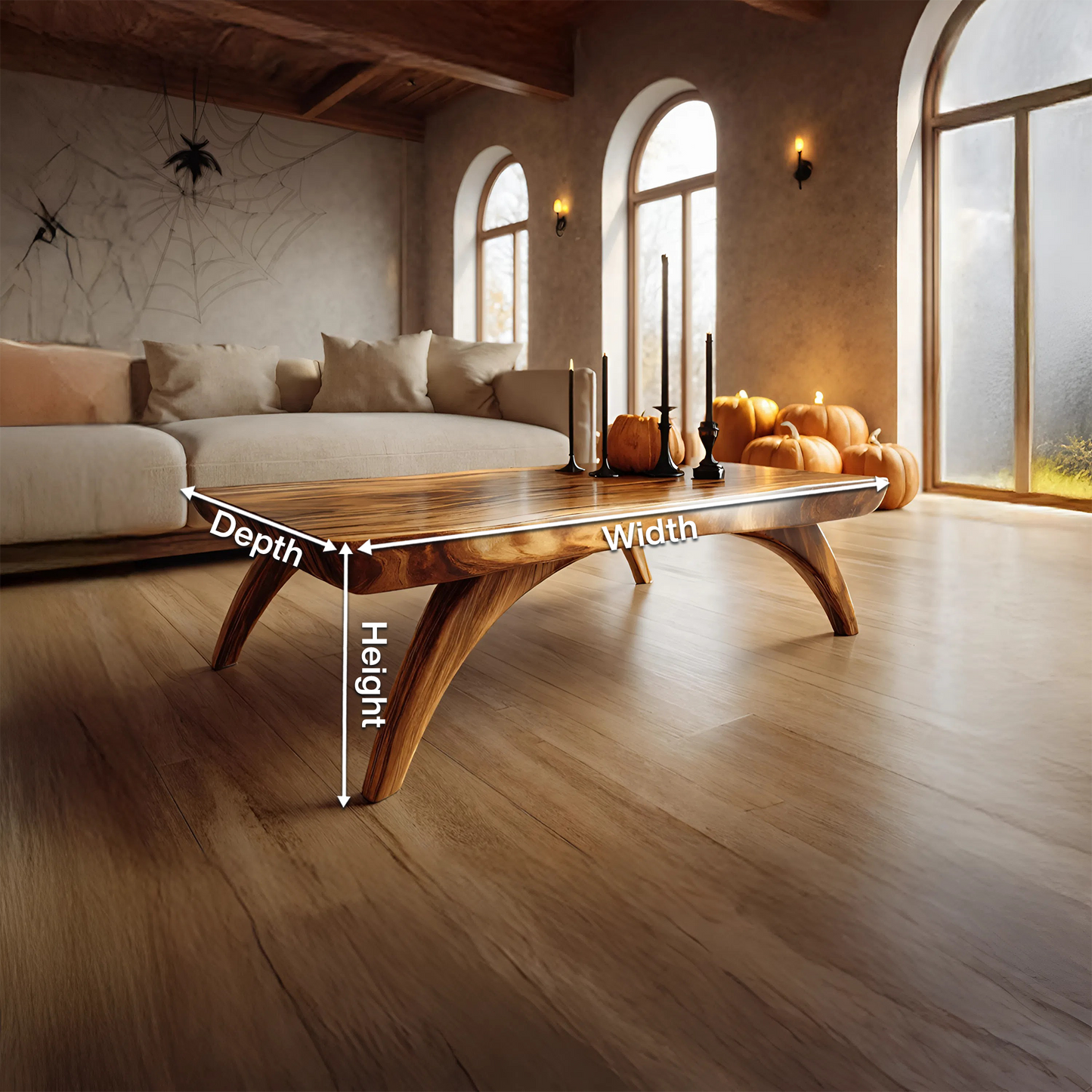 Handcrafted Wooden Live Edge Coffee Table Livingroom Decor Ghost Vibes