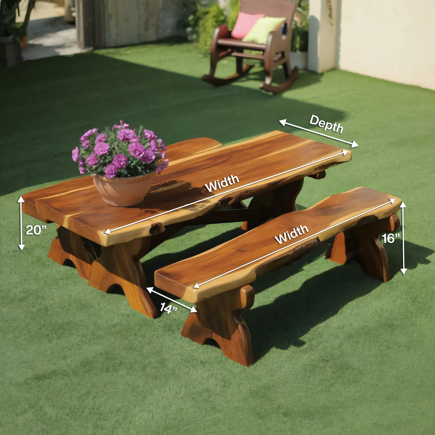 Rustic Outdoor Picnic Table And Bench Set For Garden