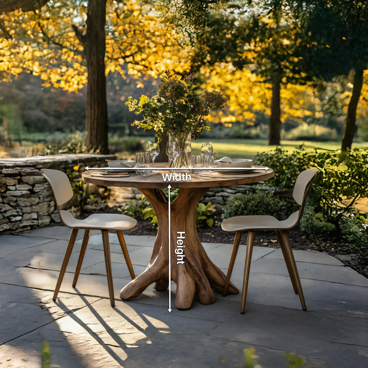 Mid Century Wooden Dining Table For A Warm Outdoor Space