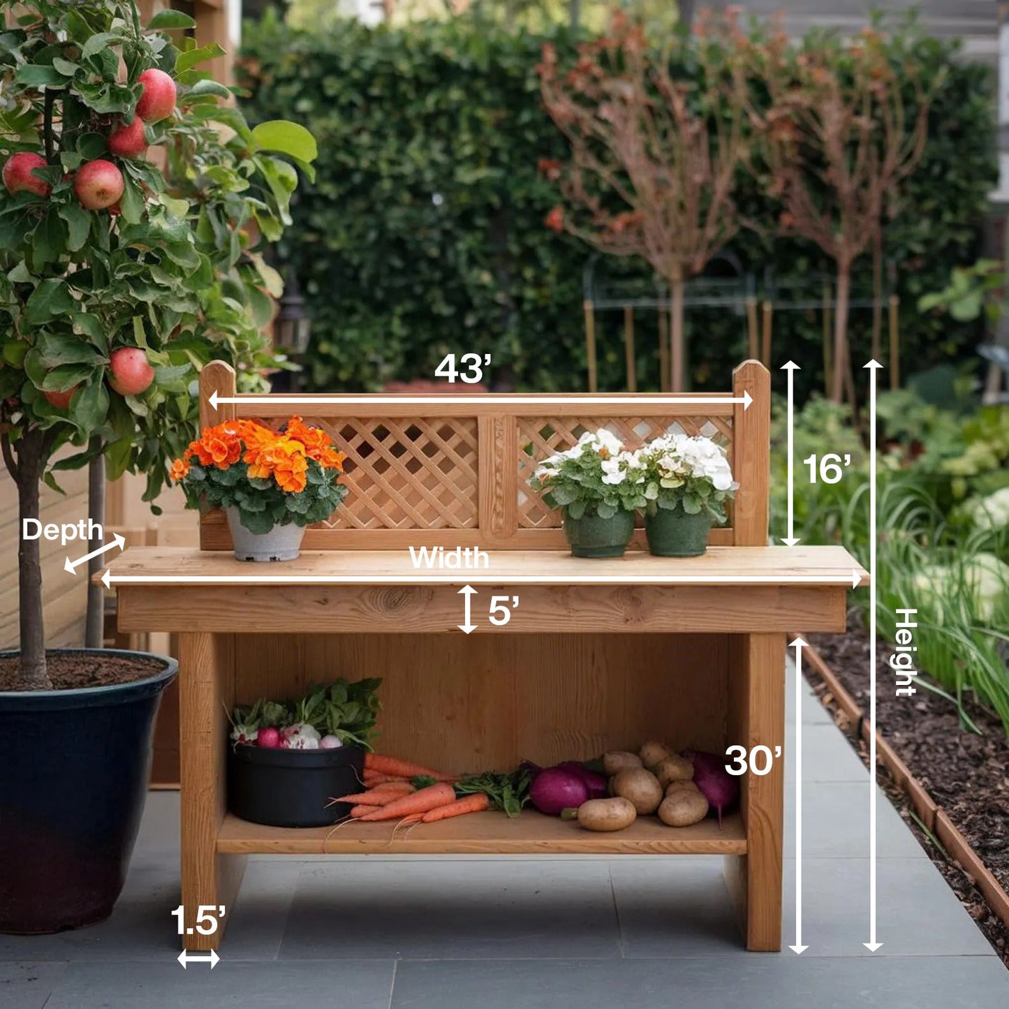 Rustic Garden Potting Bench For Outdoor Gardening