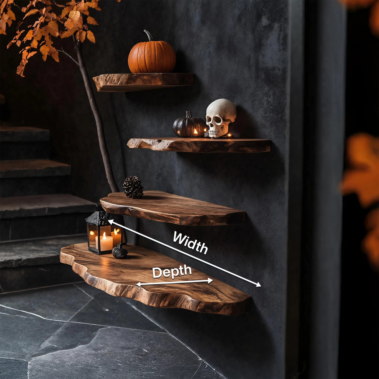 Mid Century Solid Wood Shelf For Bedroom Halloween Decor And Storage Space