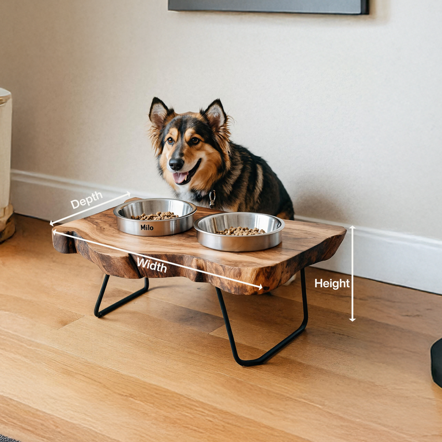 Handcrafted Wooden Dog Bowl Feeder For Pet Owners