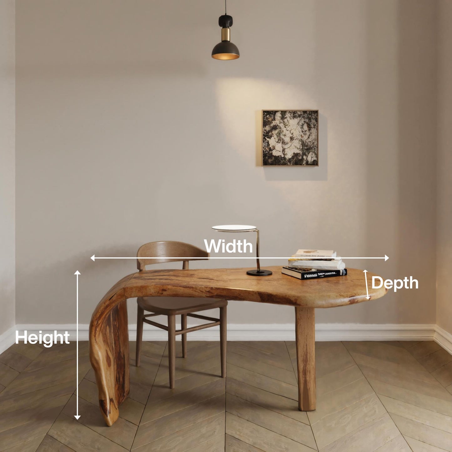 Live Edge Desk With Organic Curved Design For Home Office And Workspace