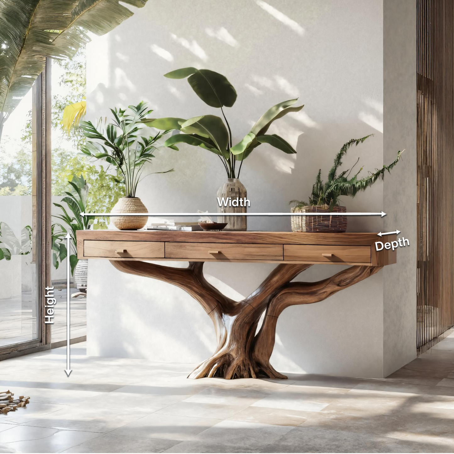 Handcrafted Solid Wood Dressing Table For Living Room Unique Style