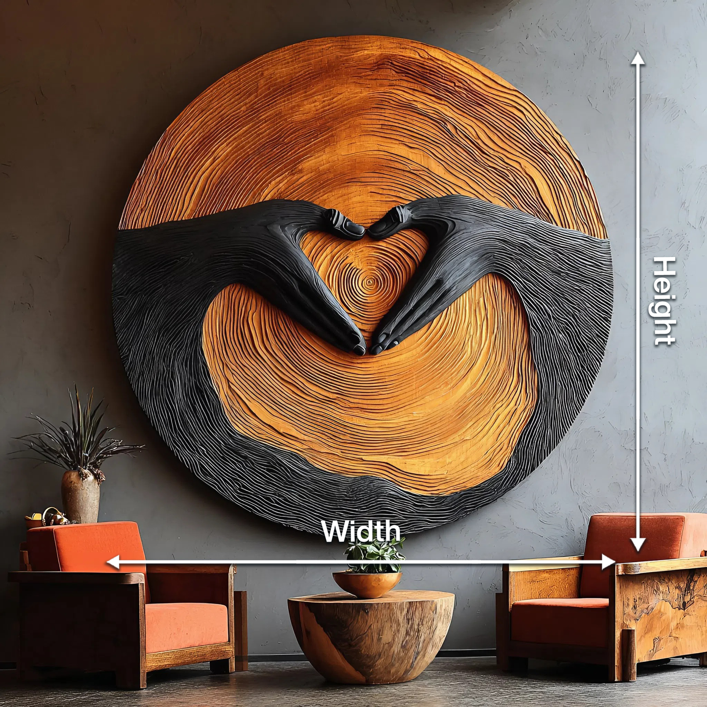 Mid Century Solid Wood 3D Sculpture For Living Room Decoration