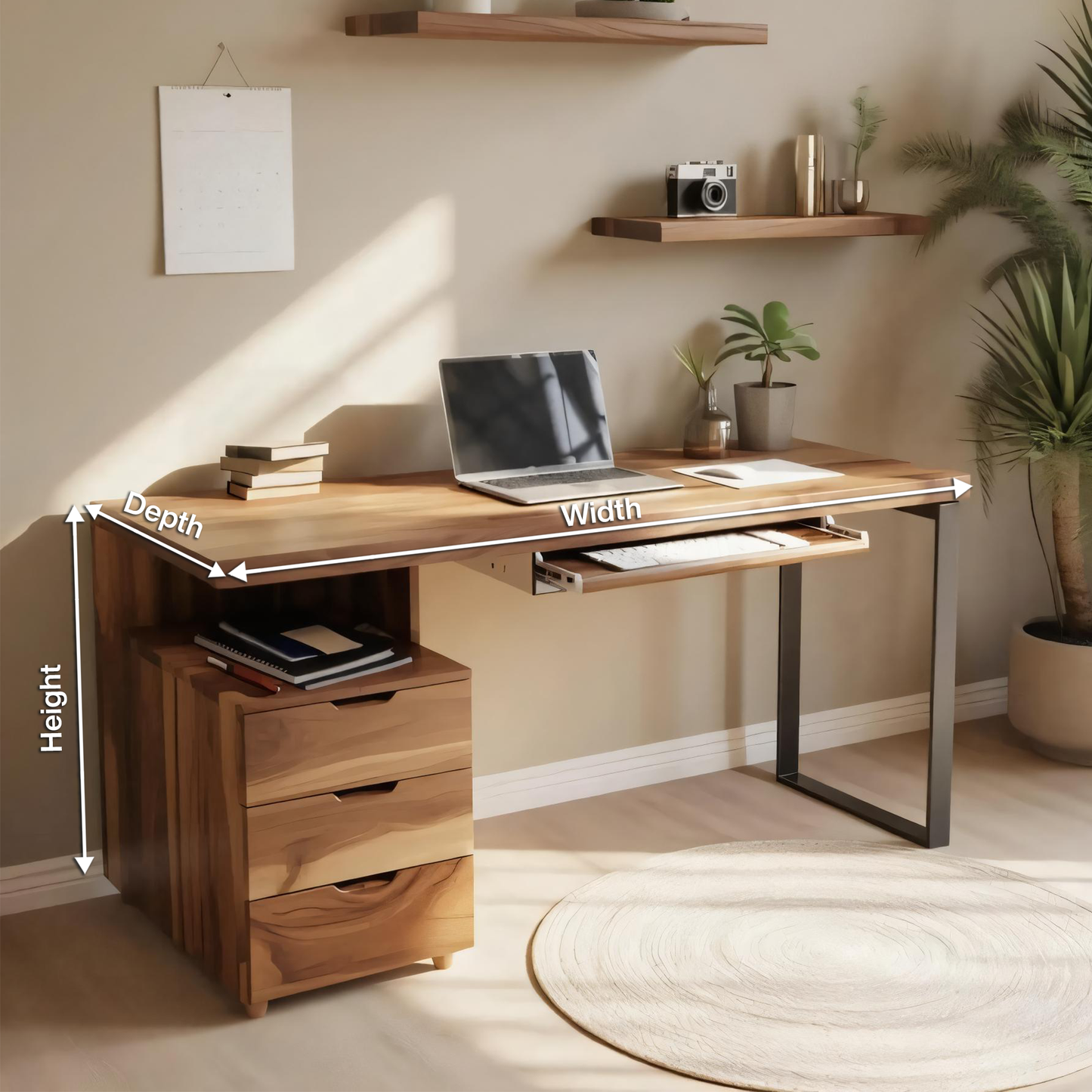 Contemporary Desk with Drawer For Home Office Workspace
