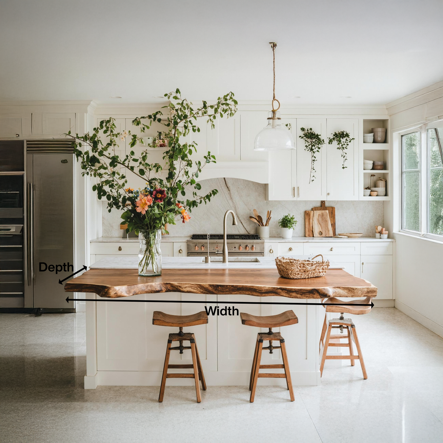 Farmhouse Live Edge Tabletop For Dining Room Decor