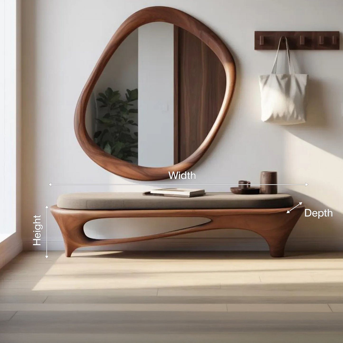 Modern Sculptural Entryway Bench For Living Room
