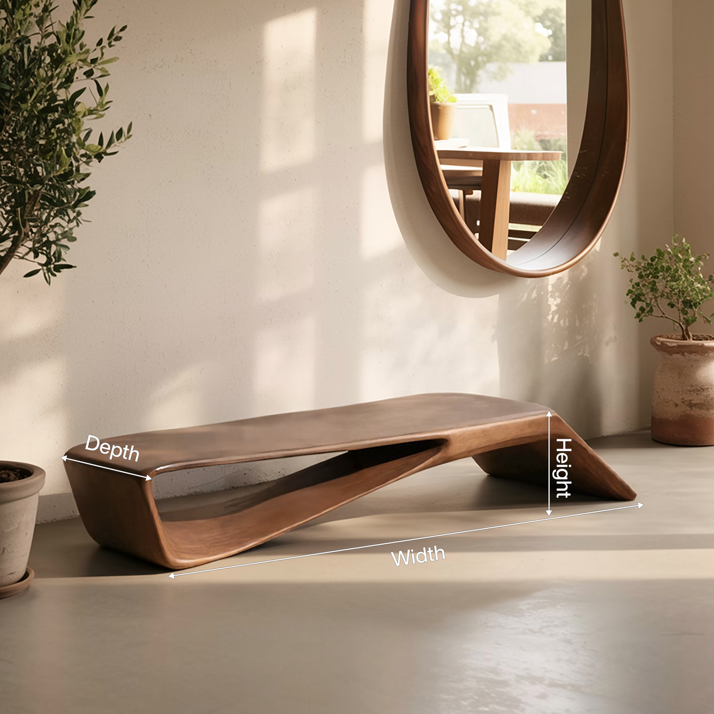 Contemporary Sculptural Bench For Entryway Hallway And Office
