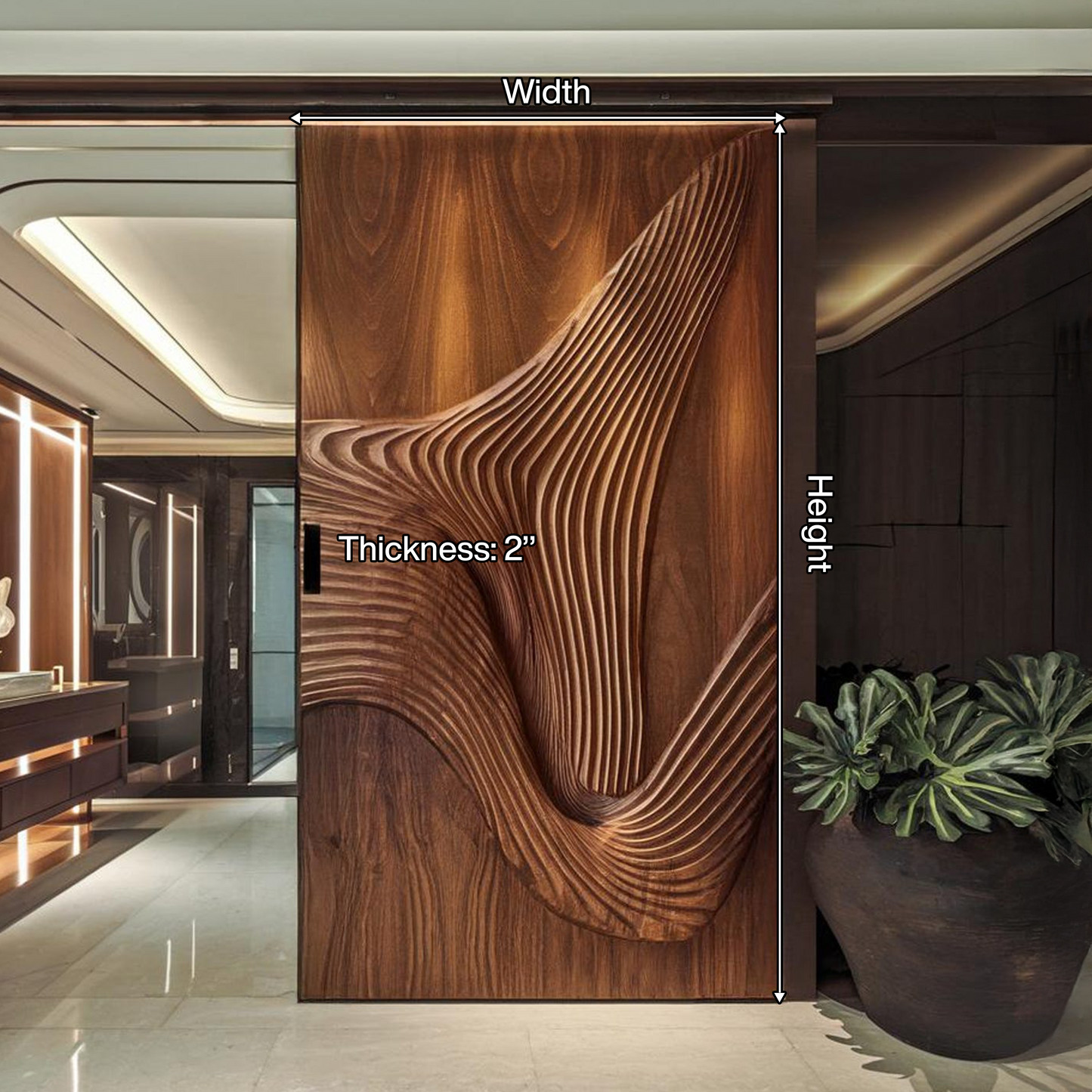 Modern Carved Sliding Door For Bathroom And Entrance