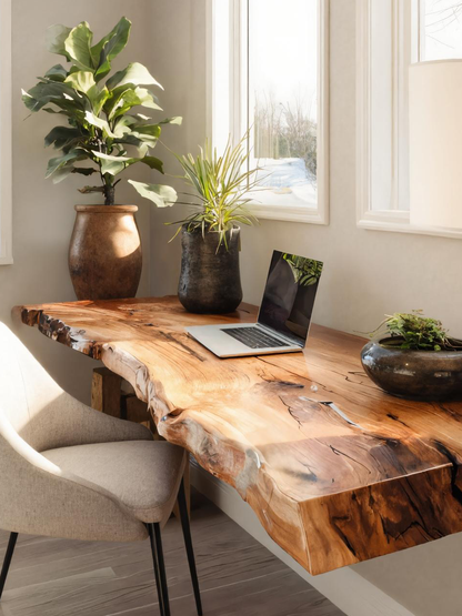 Modern Live Edge Floating Desk For Home Office Workspace