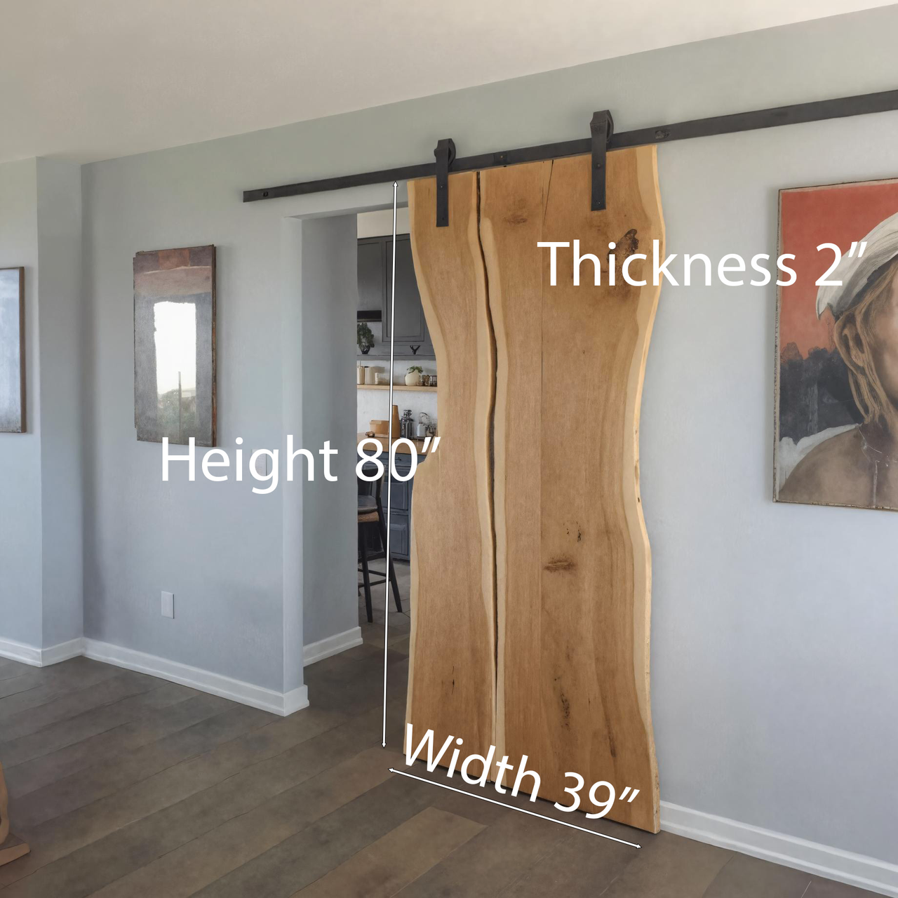 Rustic Live Edge Sliding Barn Door For Hallway Or Interior