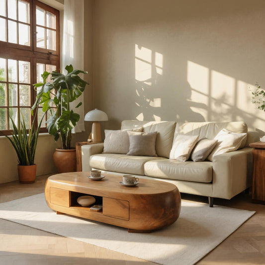 Modern Oval Coffee Table With Storage For Living Room