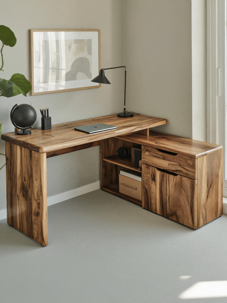 Contemporary L Shaped Desk With Drawers For Home Office