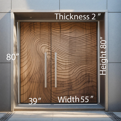 Modern Double Front Door With Wave Carved Design For Luxury Home