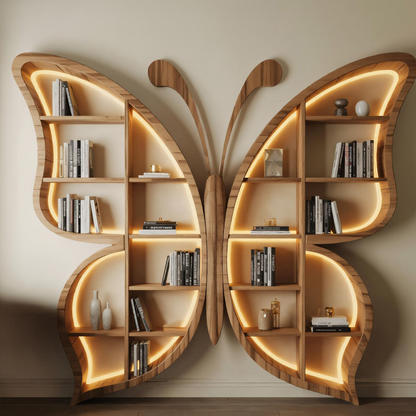 Butterfly Bookshelf With LED For Living Room Or Bedroom