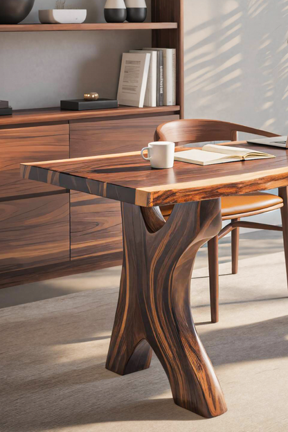 Modern Sculptural Live Edge Desk With Curved Legs For Studio