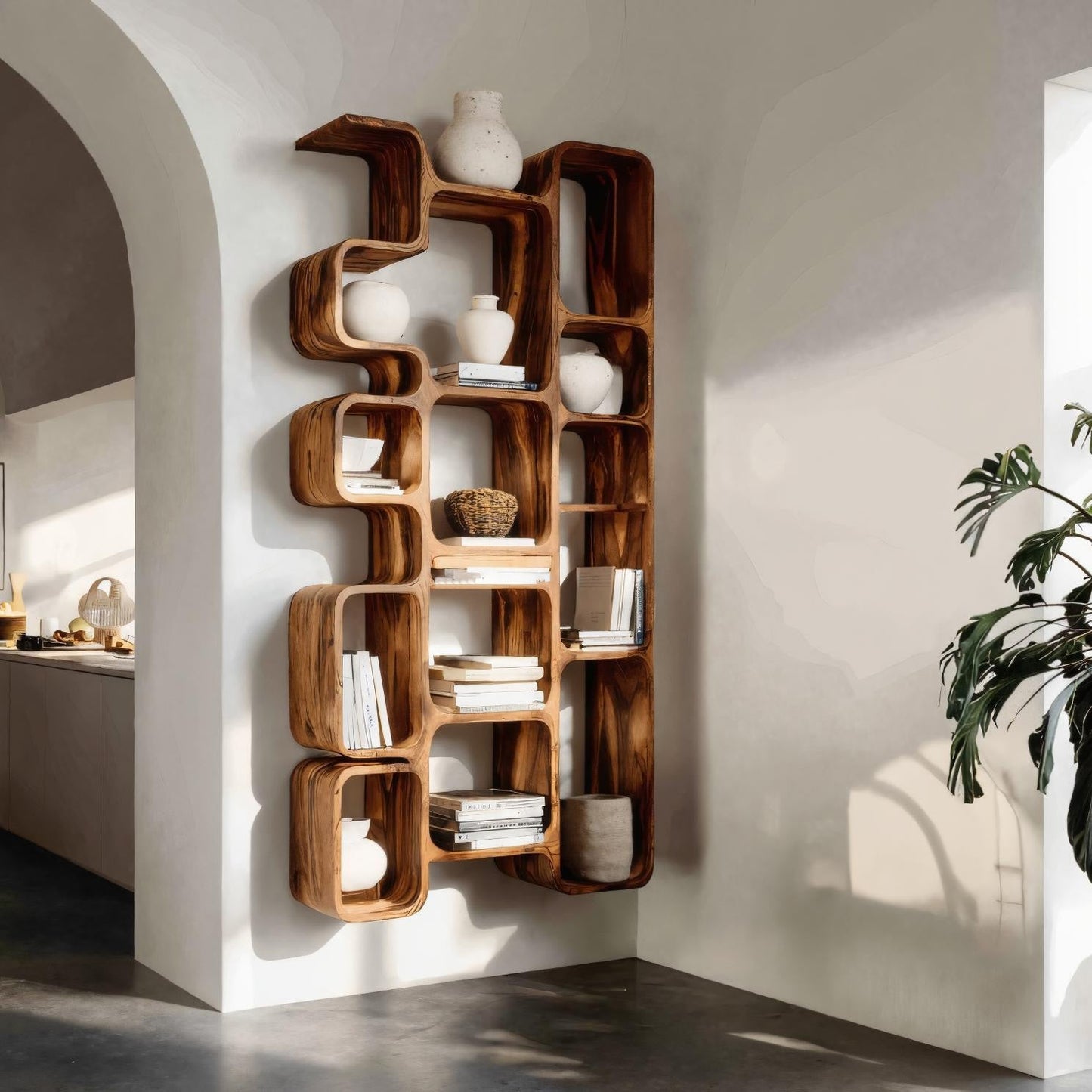 Modern Bookshelf With Integrated Compartments For Living Room