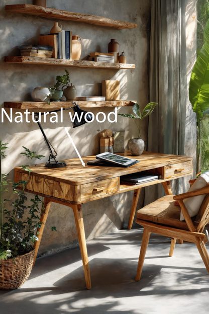 Mid Century Desk With Drawers And Tapered Legs For Studio