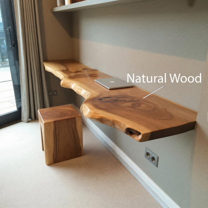 Modern Live Edge Floating Desk With Home Office Workspace