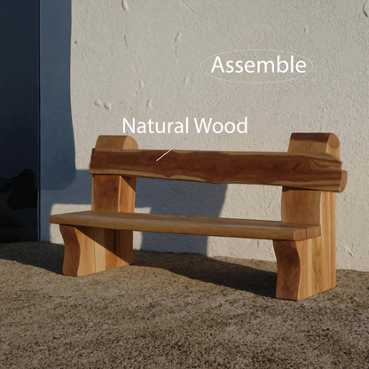 Rustic Live Edge Bench With Natural Finish For Yard Or Porch