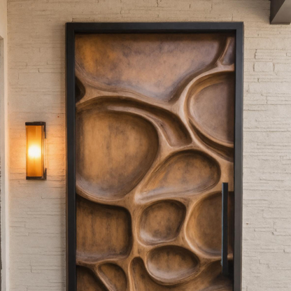 Modern Artistic Carved Front Door For Contemporary Entryway