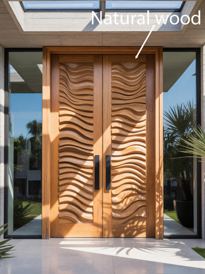 Modern Sculpted Double Door With Wave Carving For Luxury Entryway