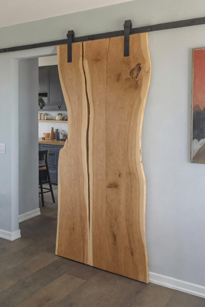 Rustic Live Edge Sliding Barn Door For Hallway Or Interior