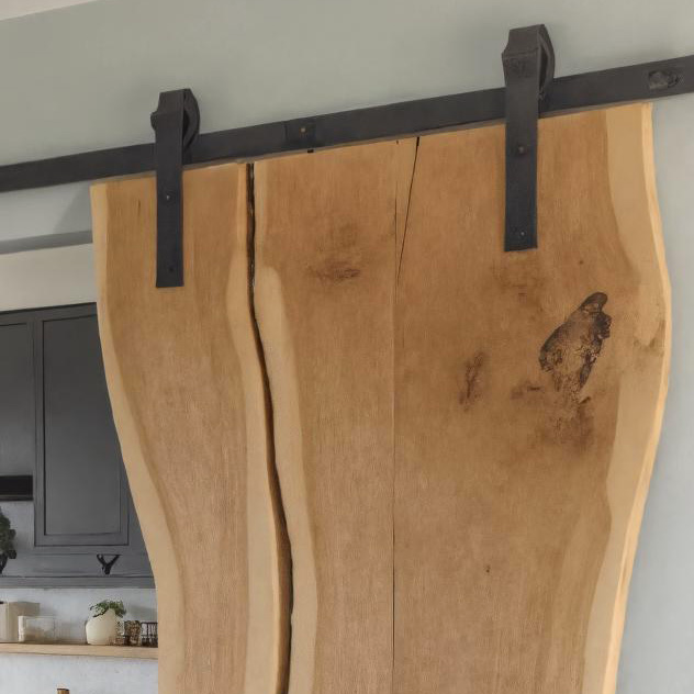 Rustic Live Edge Sliding Barn Door For Hallway Or Interior