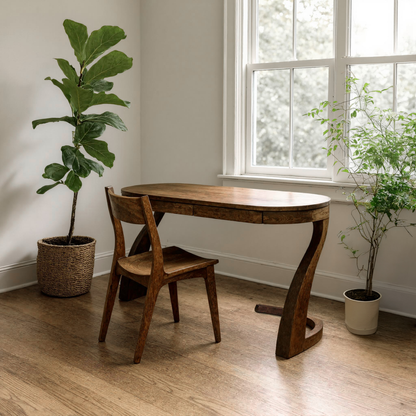 Artistic Office Desk With Curved Handcrafted Legs For Creative Workspace