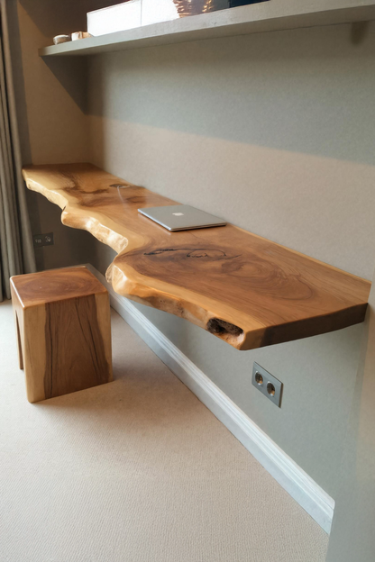 Modern Live Edge Floating Desk With Home Office Workspace