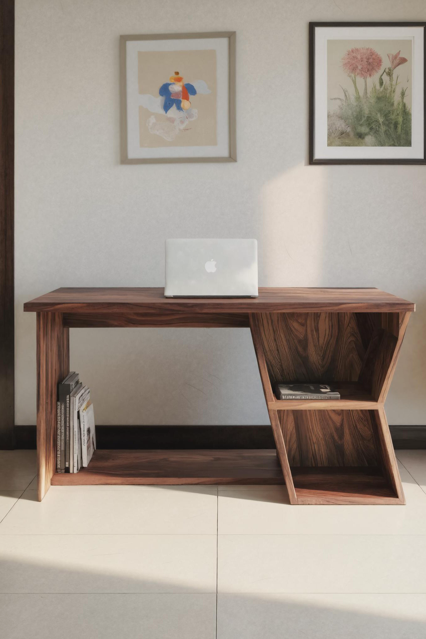 Handmade Writing Desk With Geometric Design For Home Office