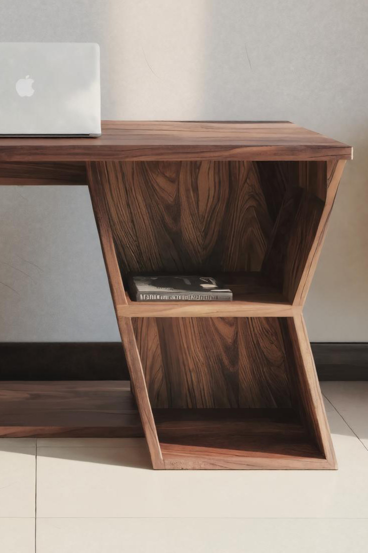 Handmade Writing Desk With Geometric Design For Home Office
