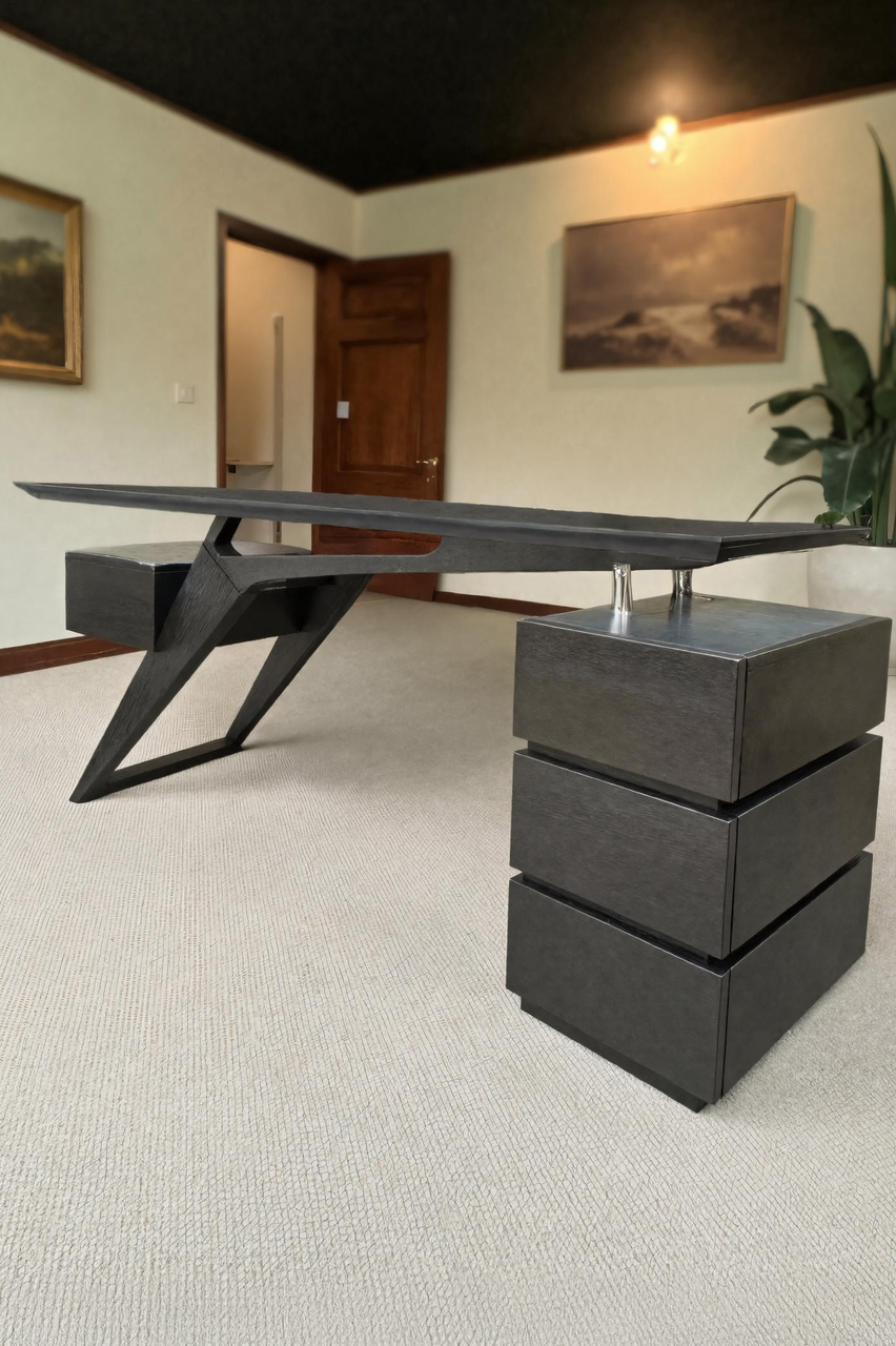 Modern Executive Desk With Sculptural Geometric Design For Workspace