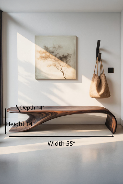 Modern Sculptural Bench With Flowing Curves For Living Room