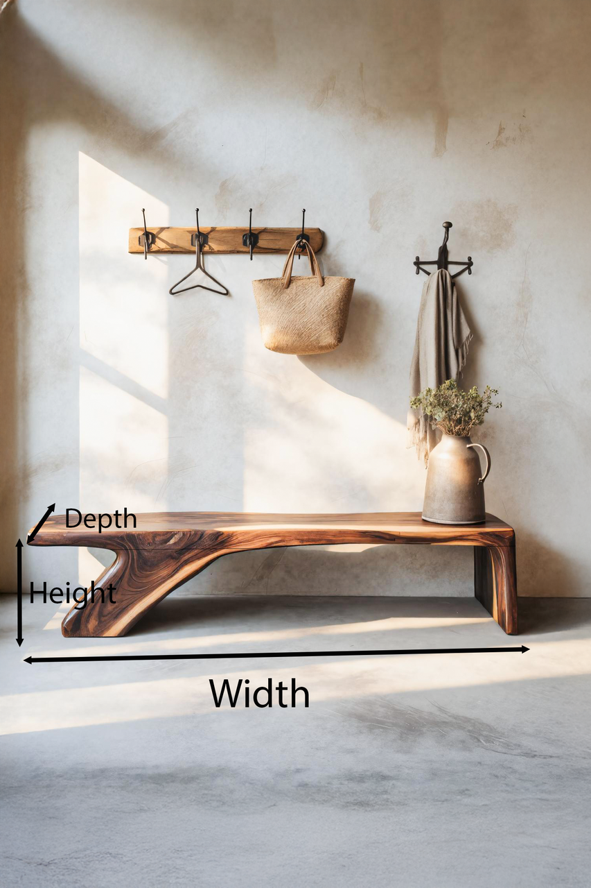 Architectural Bench With Sculpted Z Base For Entryway