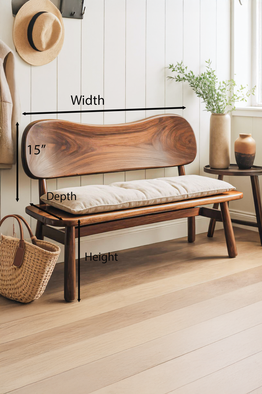 Modern Bench With Curved Backrest For Bedroom